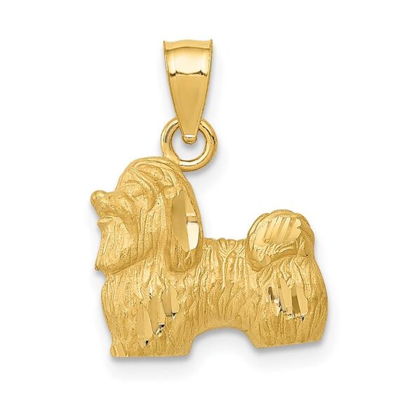 14k Yellow Gold Diamond-cut Shih Tzu Pendant